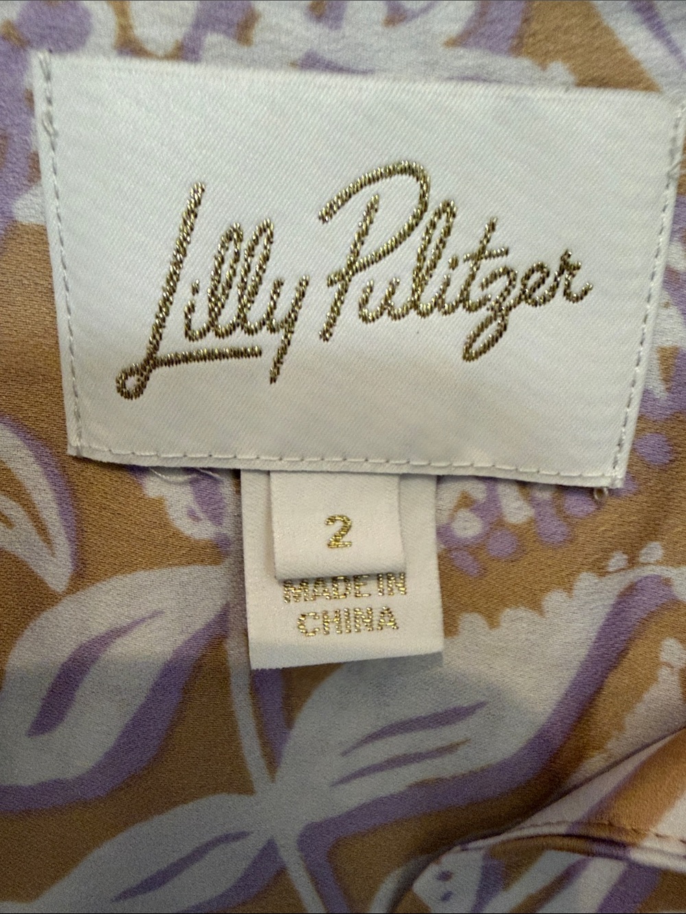 Lilly Pulitzer Tan and Lavender Floral Button-Front Top - Picture 2 of 8